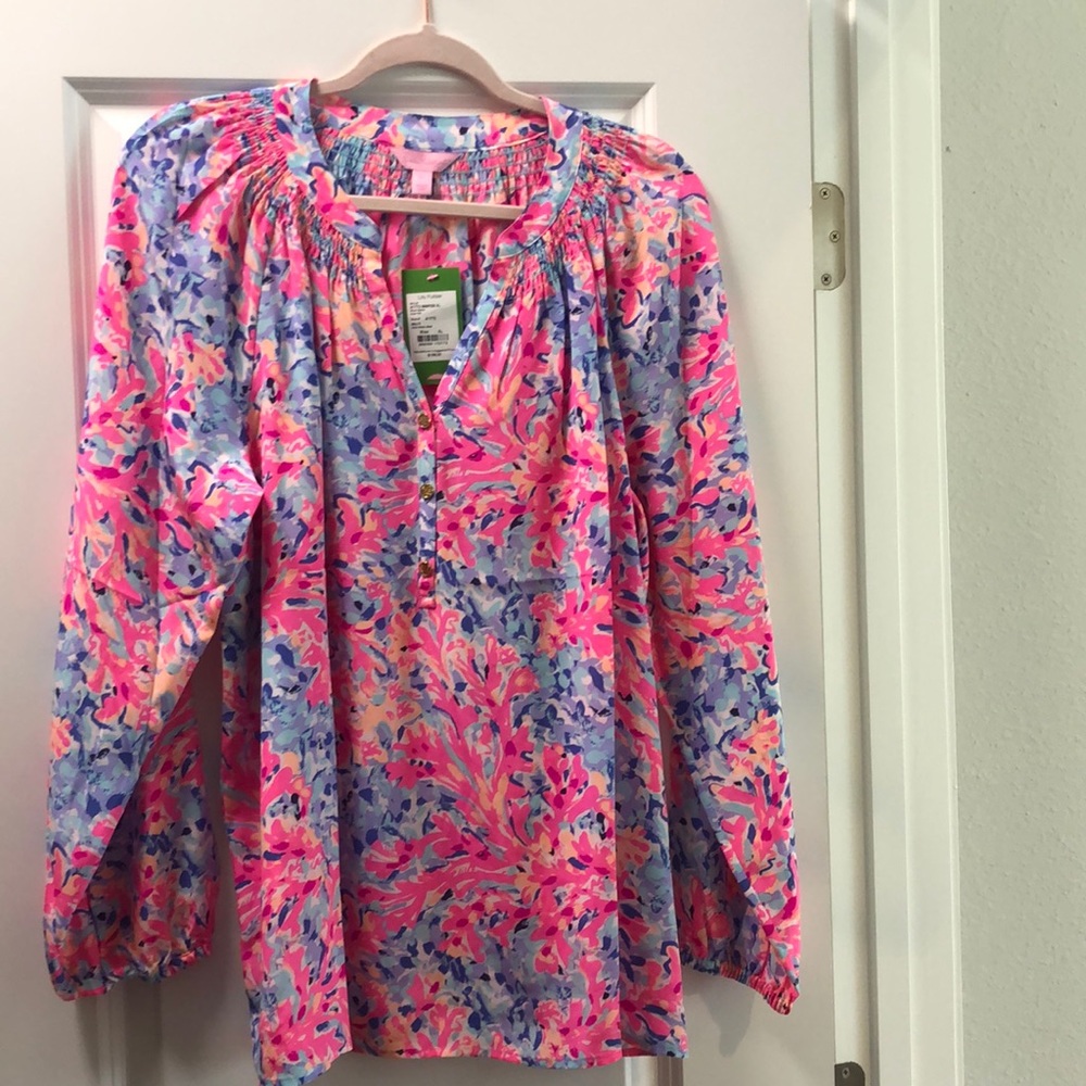 Lilly Pulitzer NWT Elsa Top Coco Coral Crab